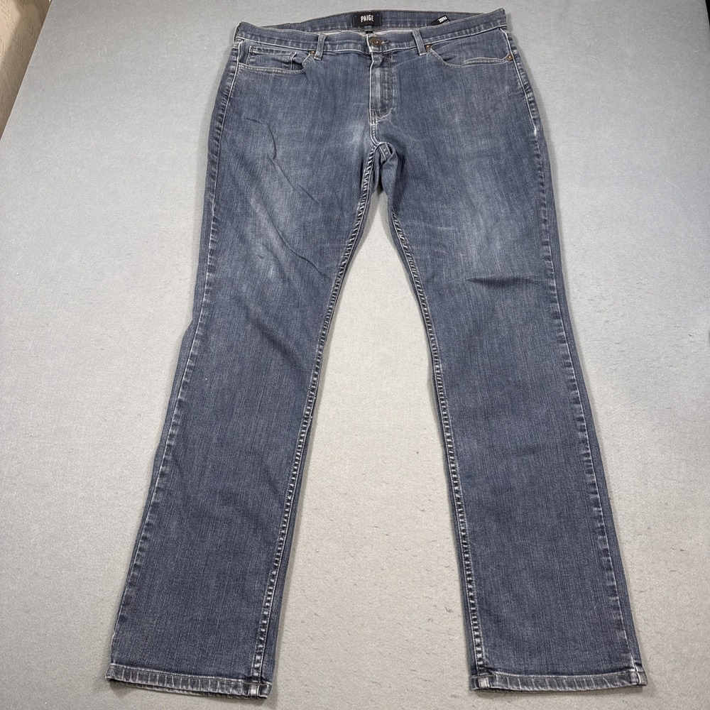 Paige Jeans Mens 36x32 Blue Straight  Denim Medium Wash Mid Rise 5-Pocket